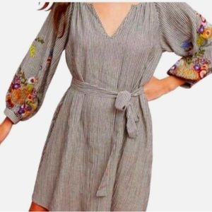 Anthropologie Feather Bone Lindsey Stripe Dress Size L